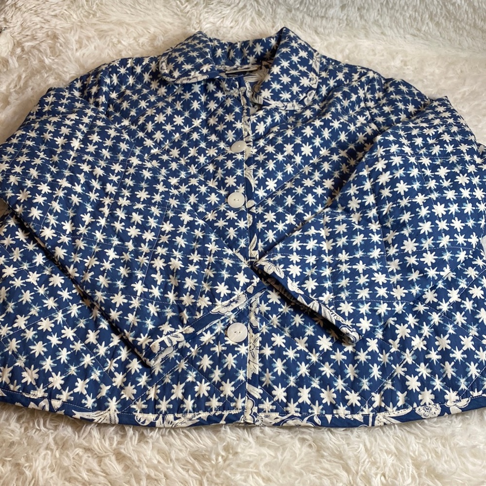 Women's Quilted Button-Front Jacket - Universal Thread-Blue Ikat-NWOT-XXL